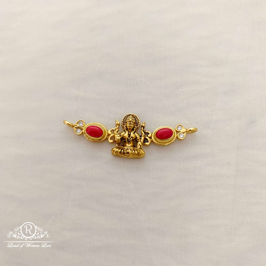 silver lakshmi devi coral locket -rcm594 coral 92.5 silver ramala jewelry / ramala collections