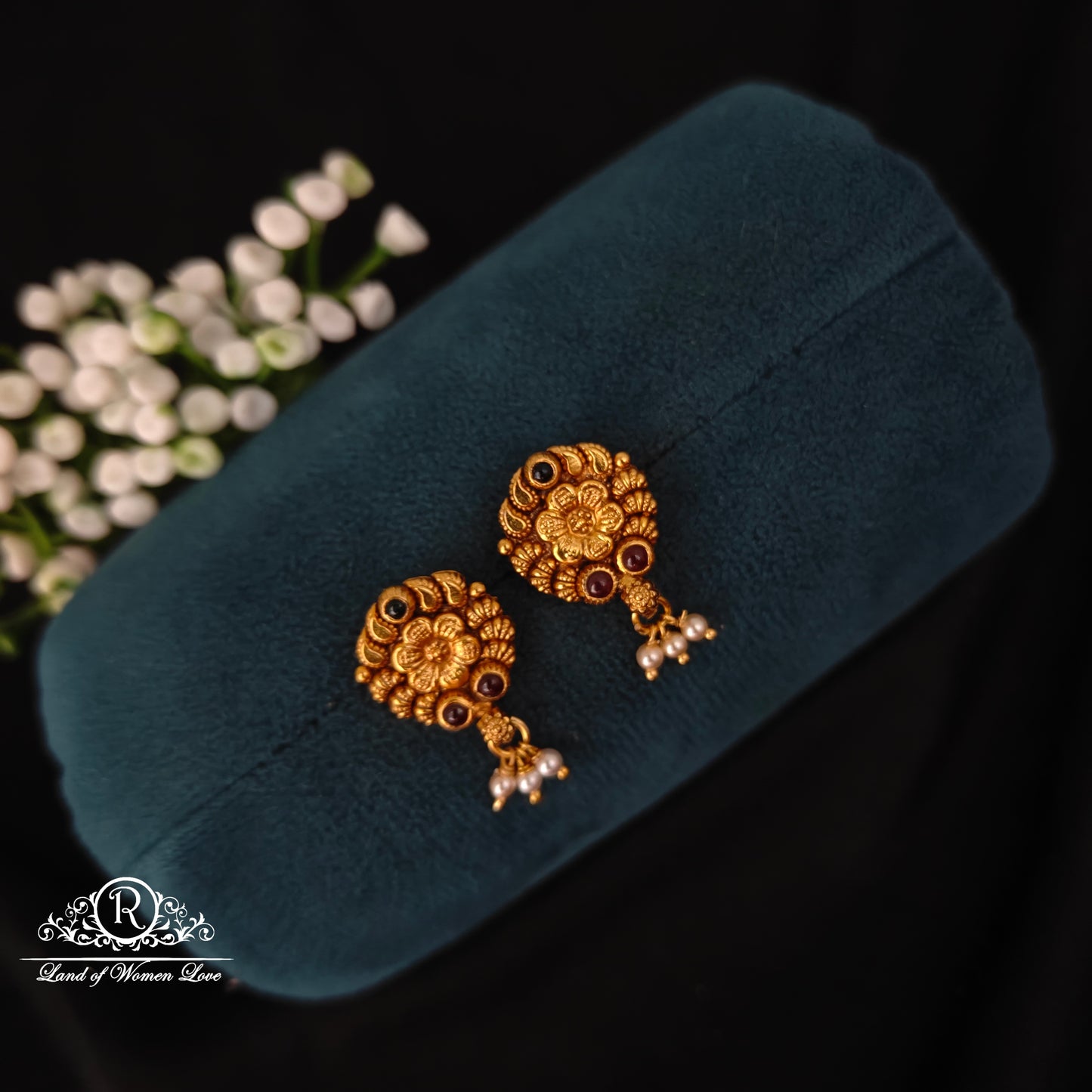 earrings silver flower design earrings rcns058 92.5 silver ramala jewelry / ramala collections