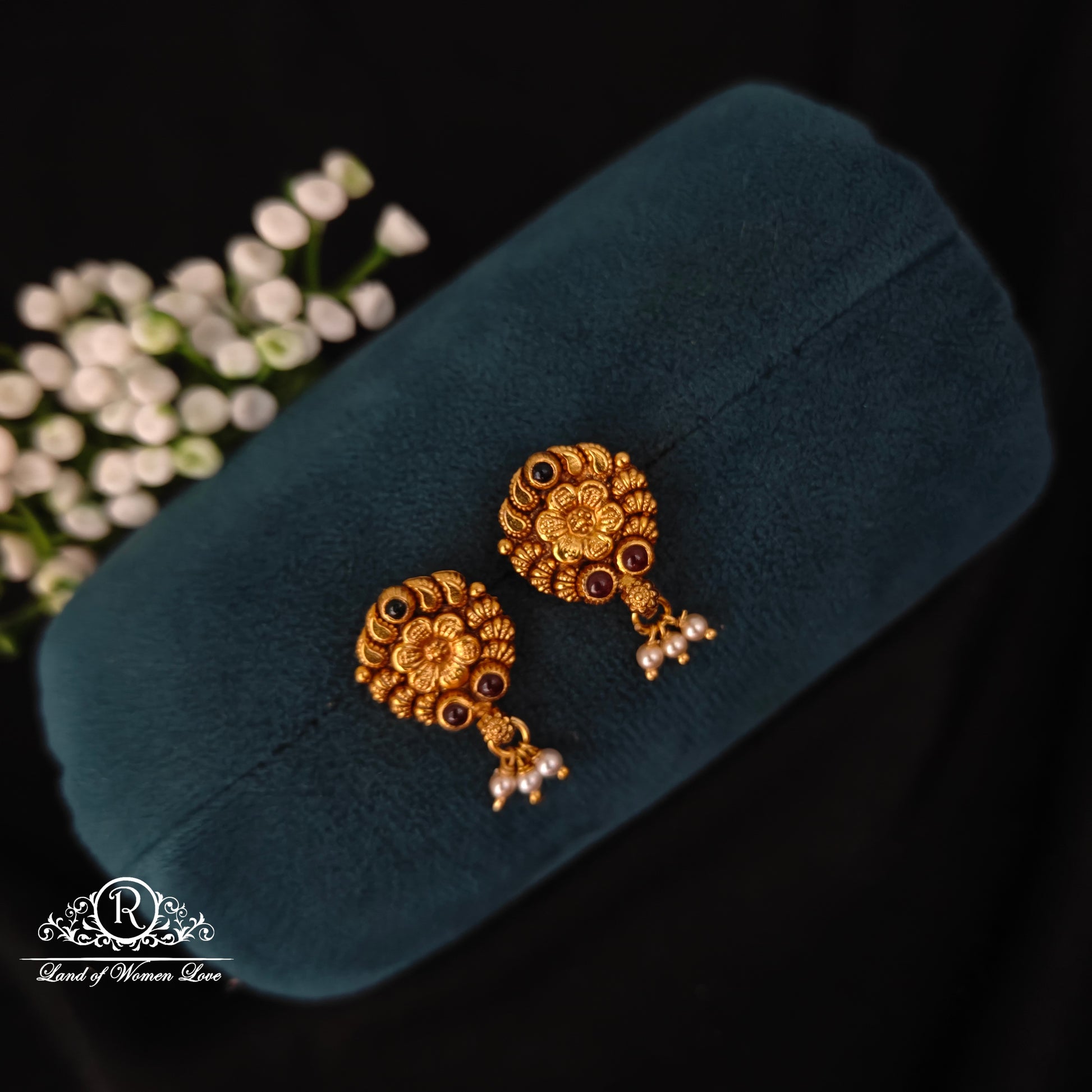 earrings silver flower design earrings rcns058 92.5 silver ramala jewelry / ramala collections