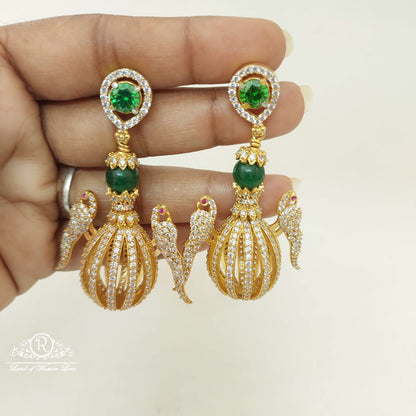 Silver Peacock CZ- Earrings-D015