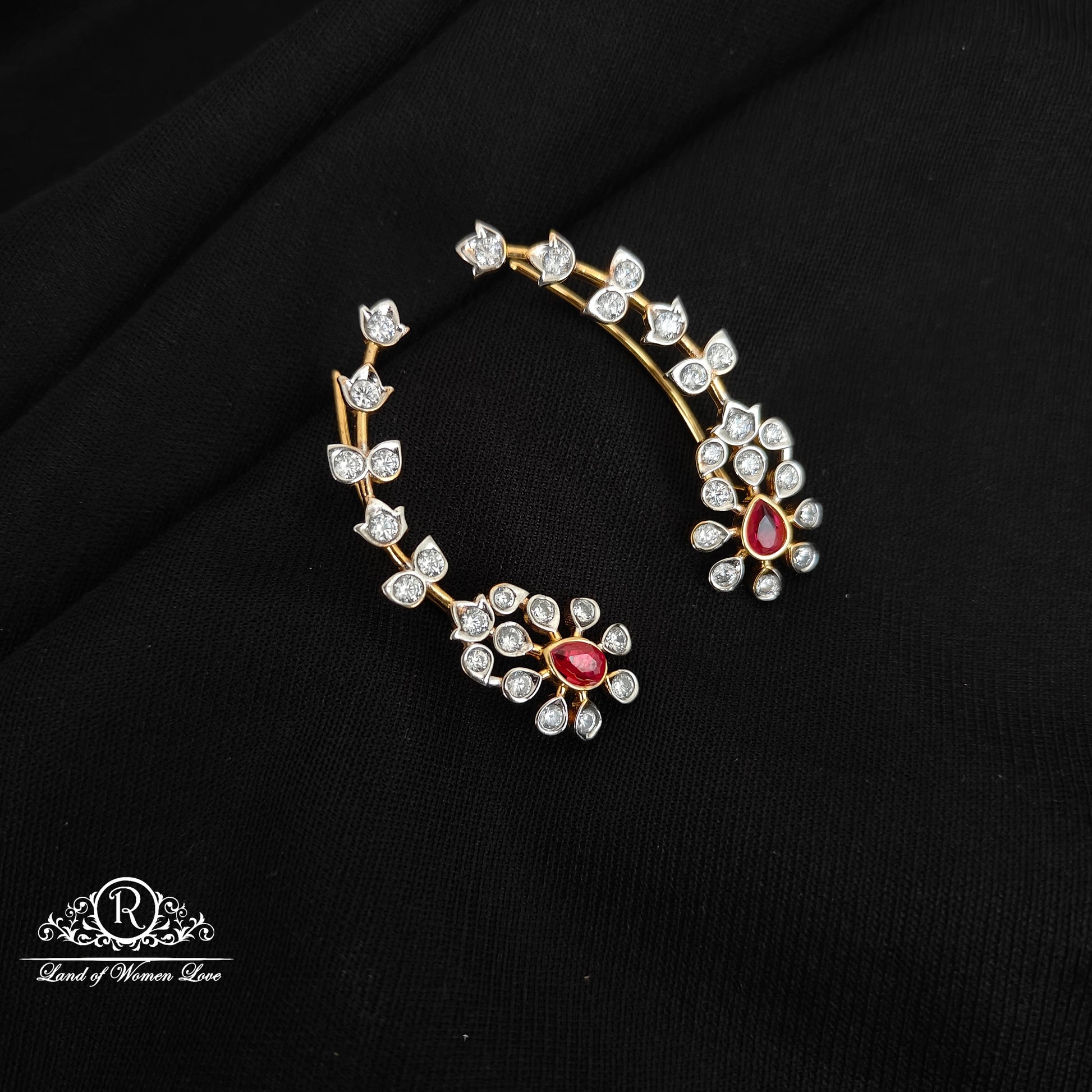 92.5 silver simple and cute diamond replica earcuffs -rcsd17-1 92.5 silver ramala jewelry / ramala collections