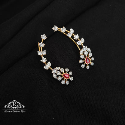 92.5 silver simple and cute diamond replica earcuffs -rcsd17-1 92.5 silver ramala jewelry / ramala collections