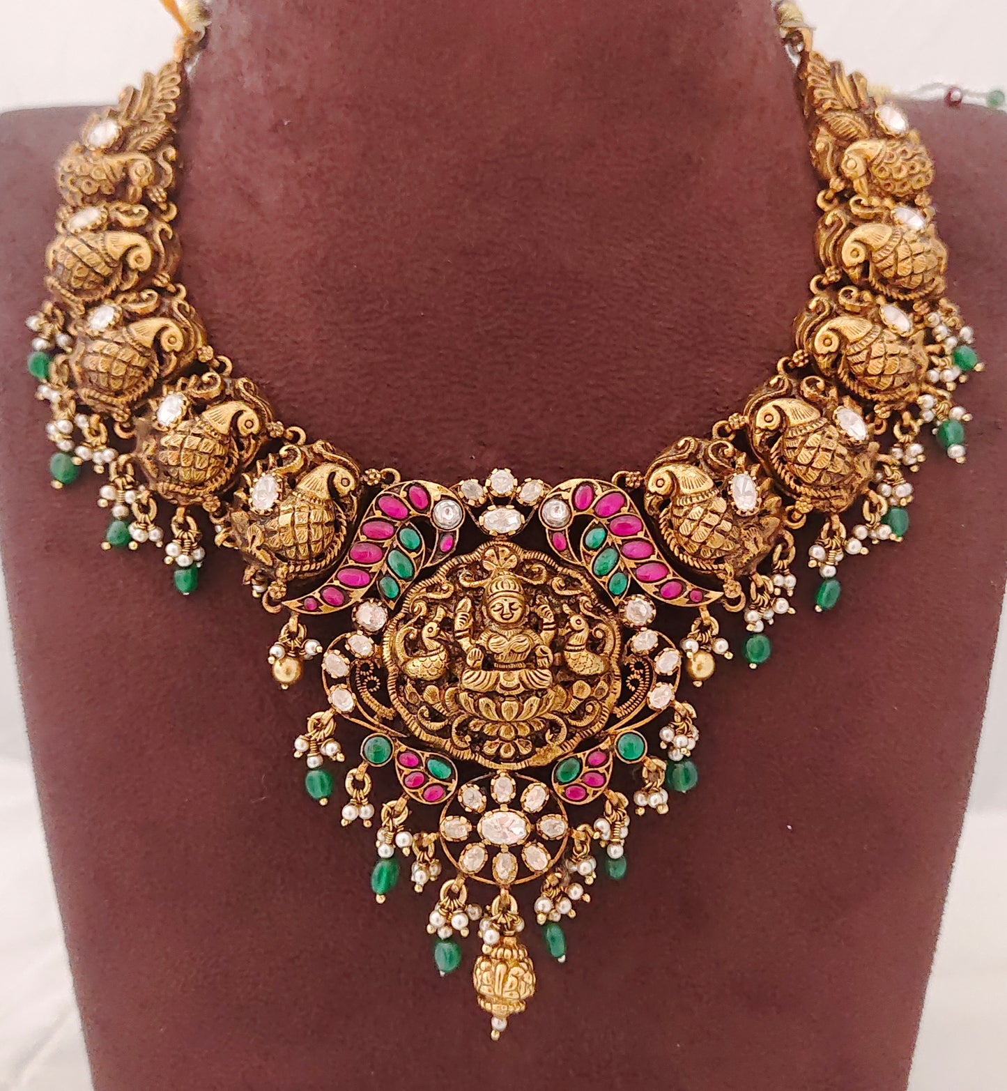 Silver CZ-gold polish necklace designs -RCM557