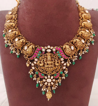 Silver CZ-gold polish necklace designs -RCM557