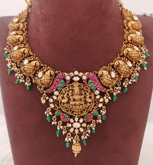 Silver CZ-gold polish necklace designs -RCM557