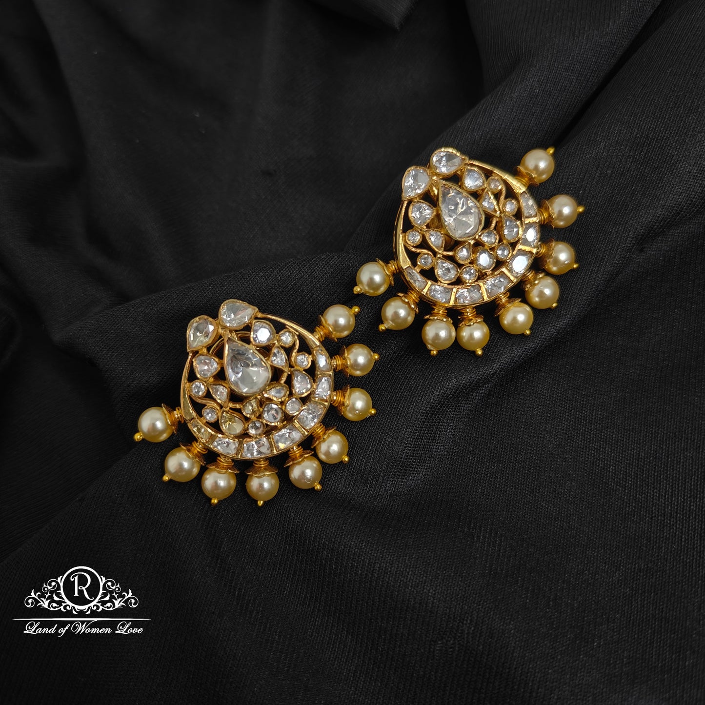 earrings 92.5 silver polki pearls earrings-rcsj006 polki 92.5 silver ramala jewelry / ramala collections