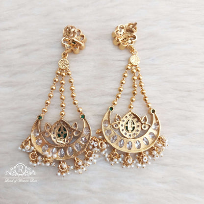 Silver Green Stone Earrings-SA018