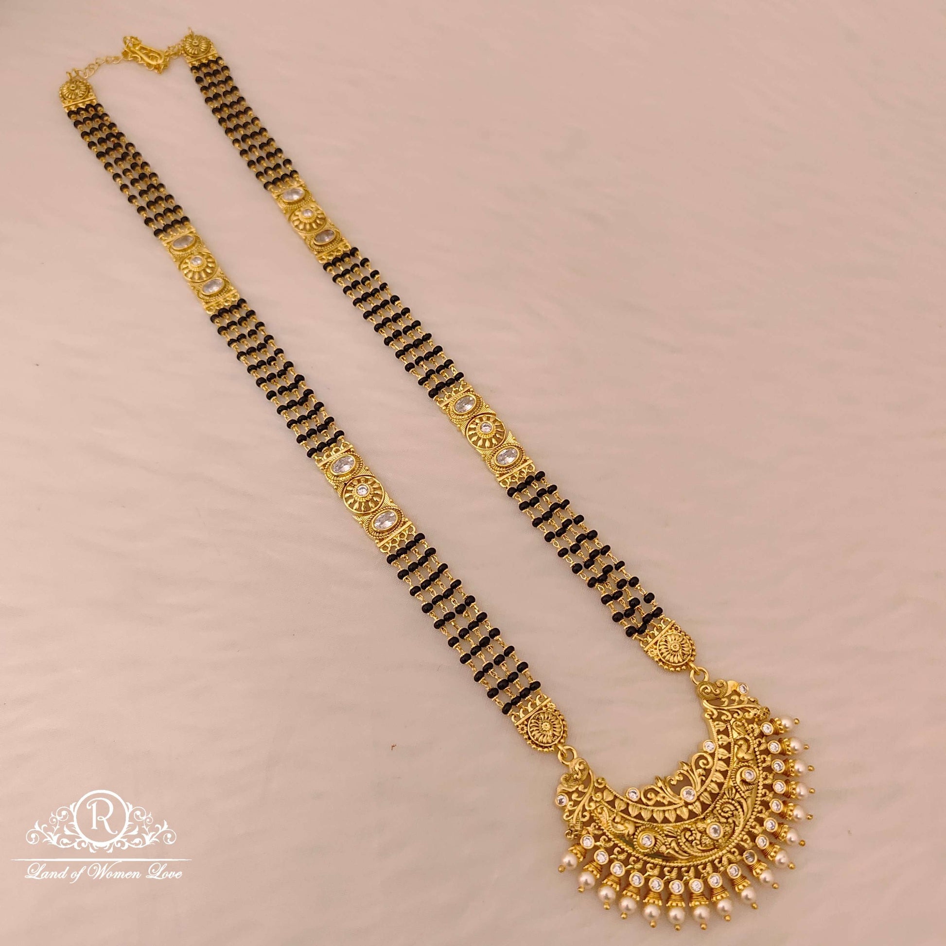 earrings silver black beads chain 3 lines - rcd437 92.5 silver ramala jewelry / ramala collections