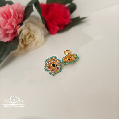 92.5 silver simple and Cute earrings with black beads -RCJR897