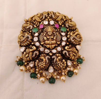 Silver CZ-gold polish locket design -RCM564