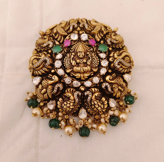 Silver CZ-gold polish locket design -RCM564