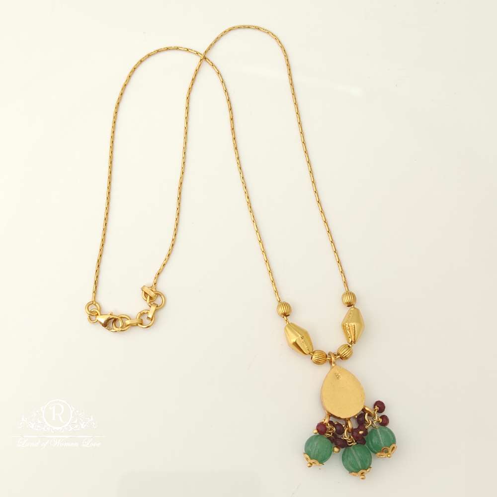 Silver Kundan Model Locket Design Chain-RC87-75P54