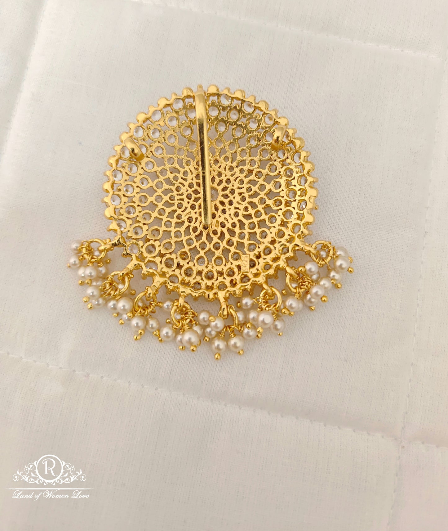 Silver White Stones With Pearls Design Earrings Matching Locket-JR179JR180