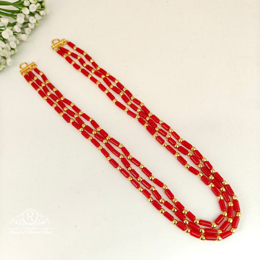 92.5 silver simple and cute beads mala with gold balls and corals -rch896 92.5 silver ramala jewelry / ramala collections