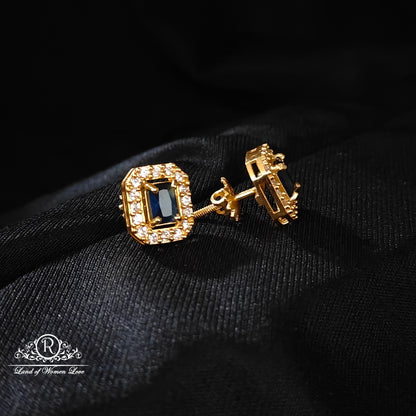 Silver square model earrings -RCM376