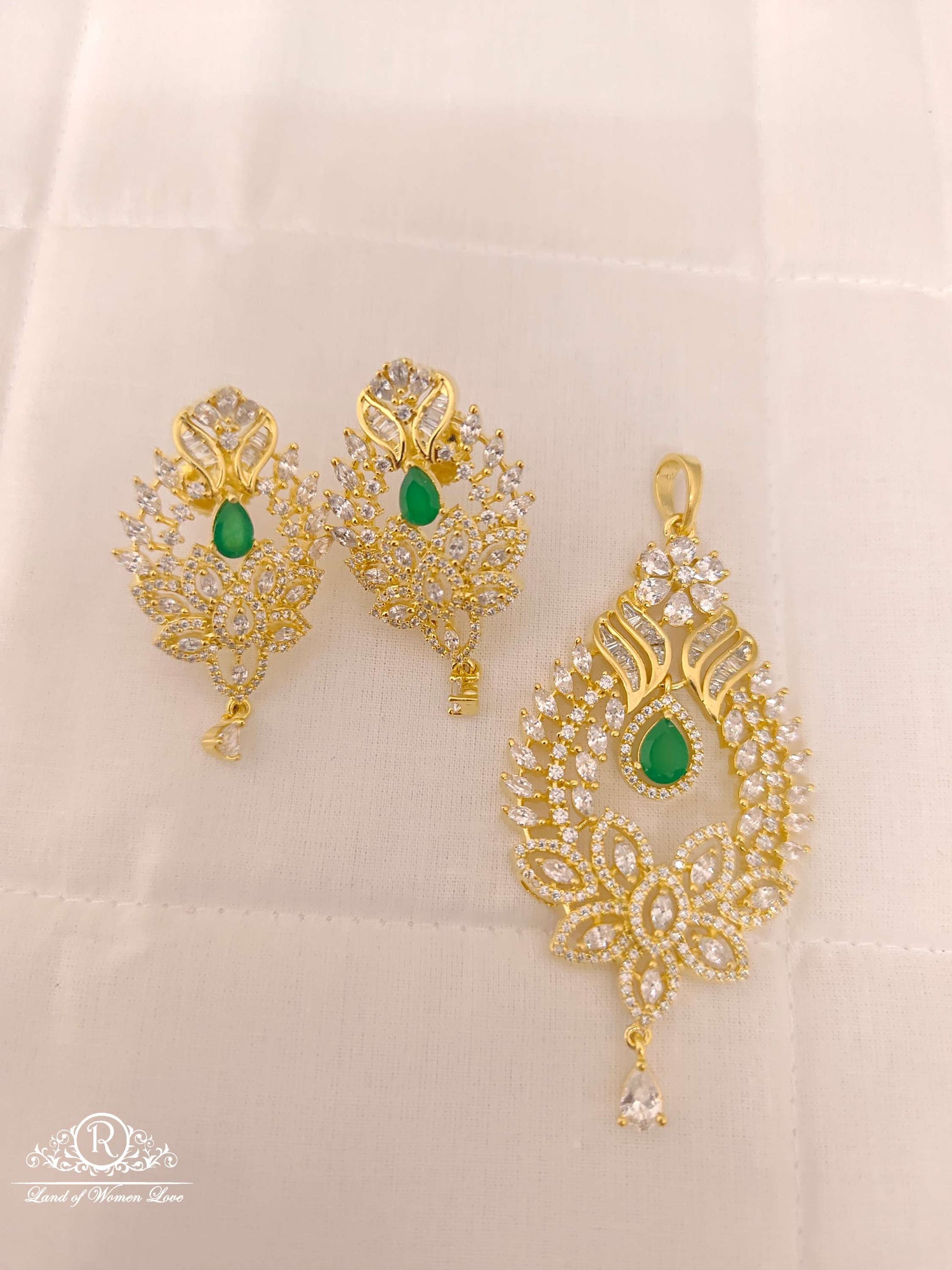 earrings silver cz- white stones locket with matching earring-d07778 cz 92.5 silver ramala jewelry / ramala collections