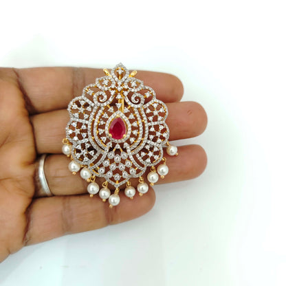 Silver Base gold polish CZ-stone Pendant Design-RCT229