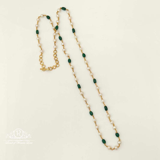 chain silver pearls beads design chain- rc87-60p26 92.5 silver ramala jewelry / ramala collections