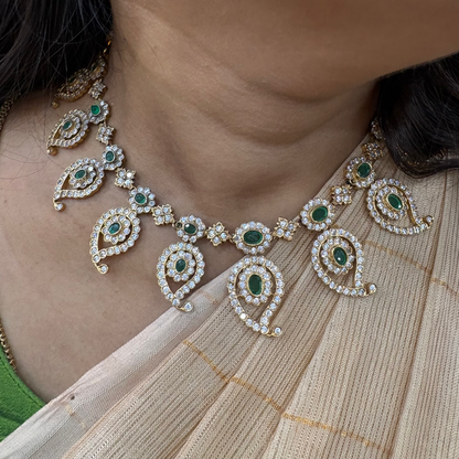 necklace silver with green stones mango design necklace-c124 emerald 92.5 silver ramala jewelry / ramala collections