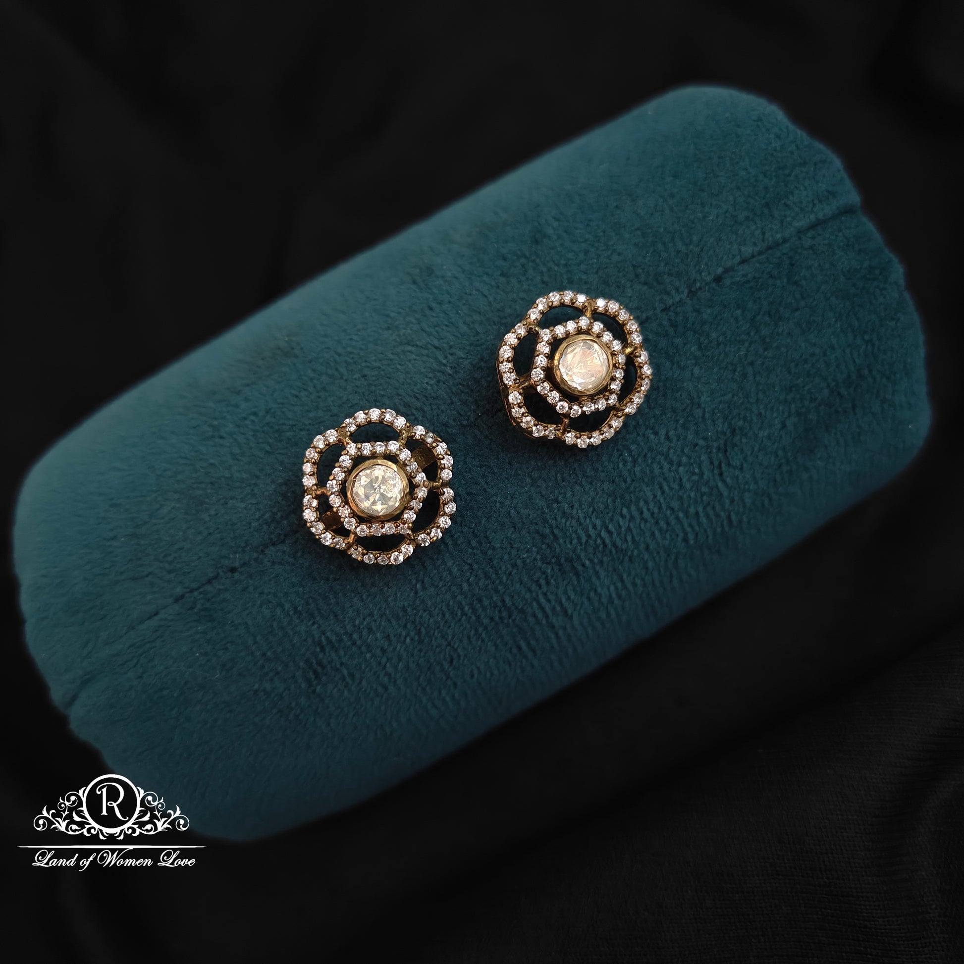 stud 92.5 silver victorian flower design studs -rccp322 92.5 silver ramala jewelry / ramala collections