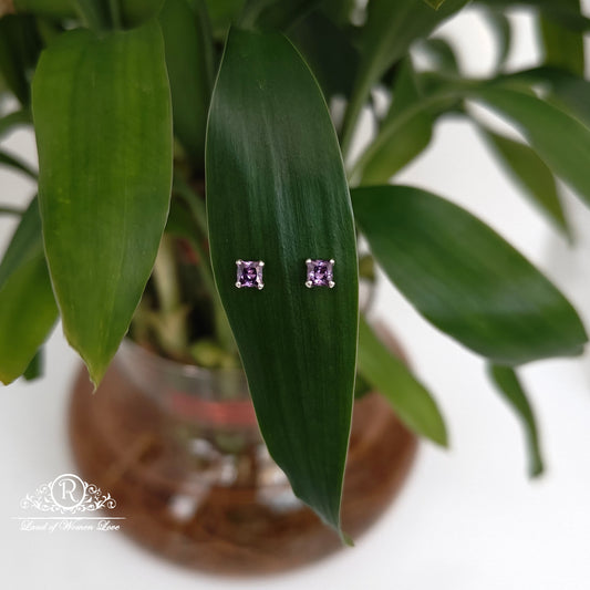 stud 92.5 silver emerald purple coloured stud earrings-rchs34-6 emerald 92.5 silver ramala jewelry / ramala collections