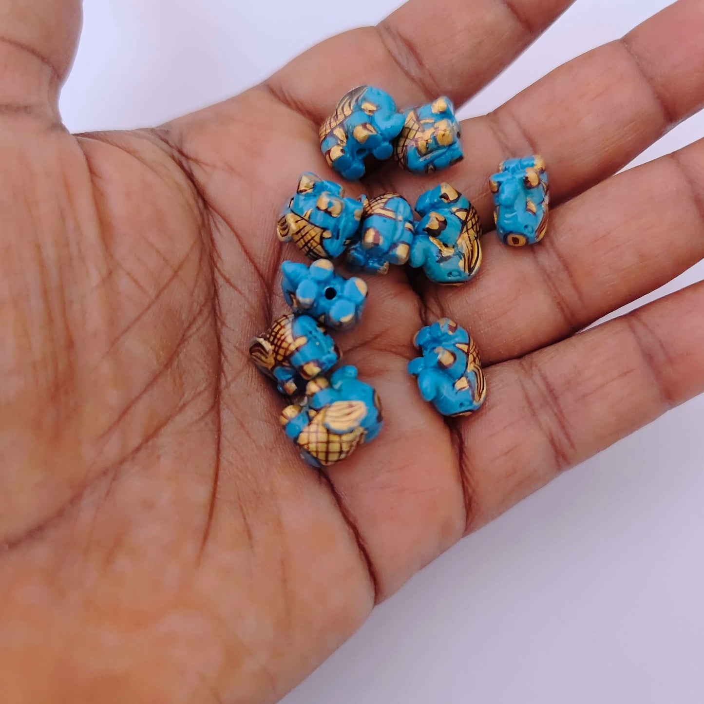 Coral elephant beads -RCMJ88-4
