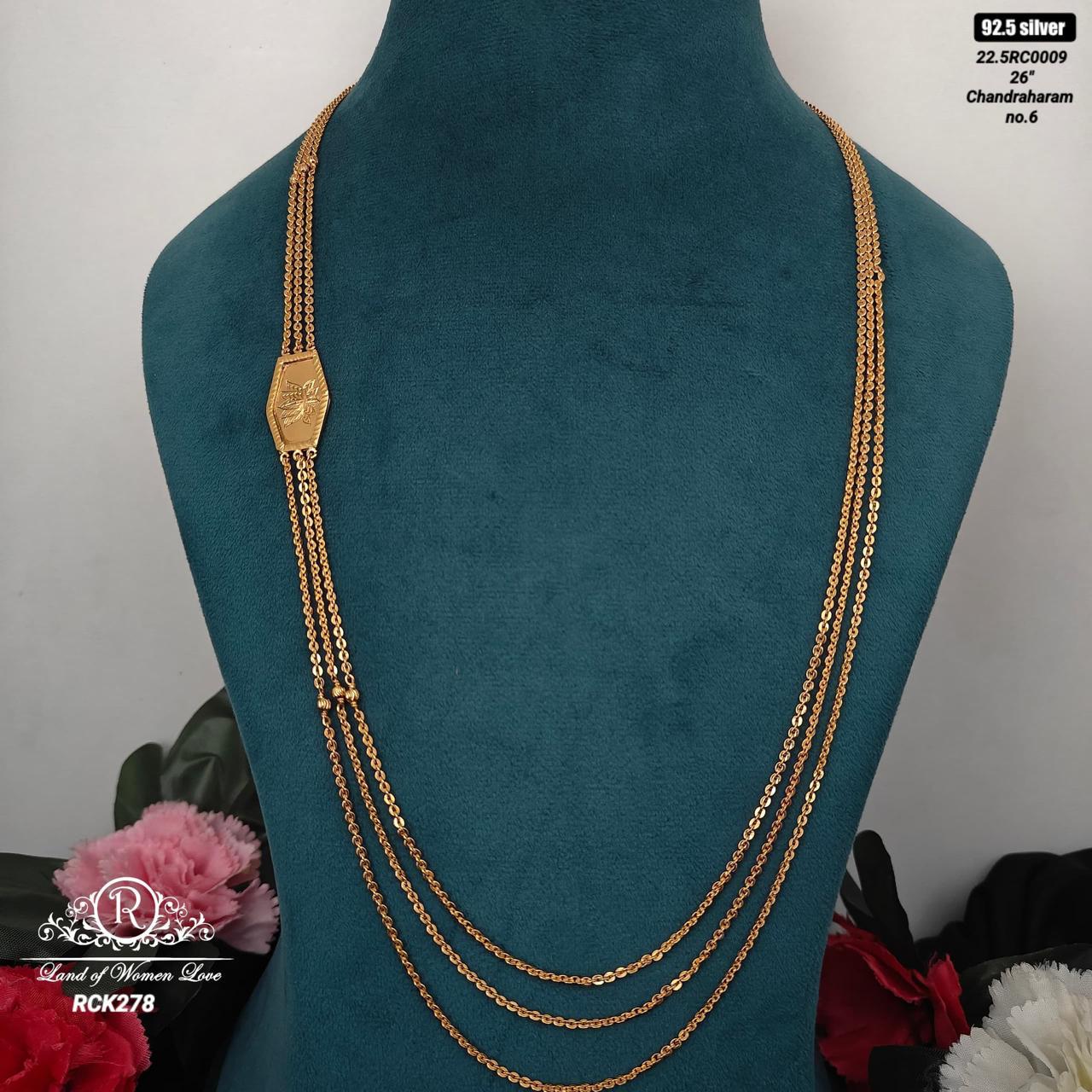 92.5 silver simple and cute chandraharam with lotus locket - rck278 92.5 silver ramala jewelry / ramala collections