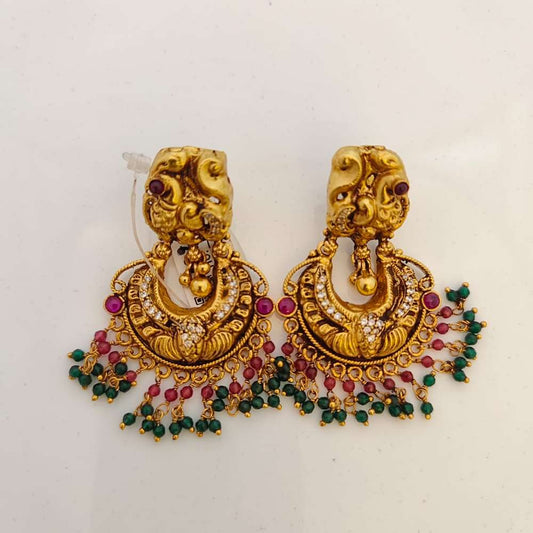 earrings silver peacock design chandabali earrings-rcm806 moissanite 92.5 silver ramala jewelry / ramala collections