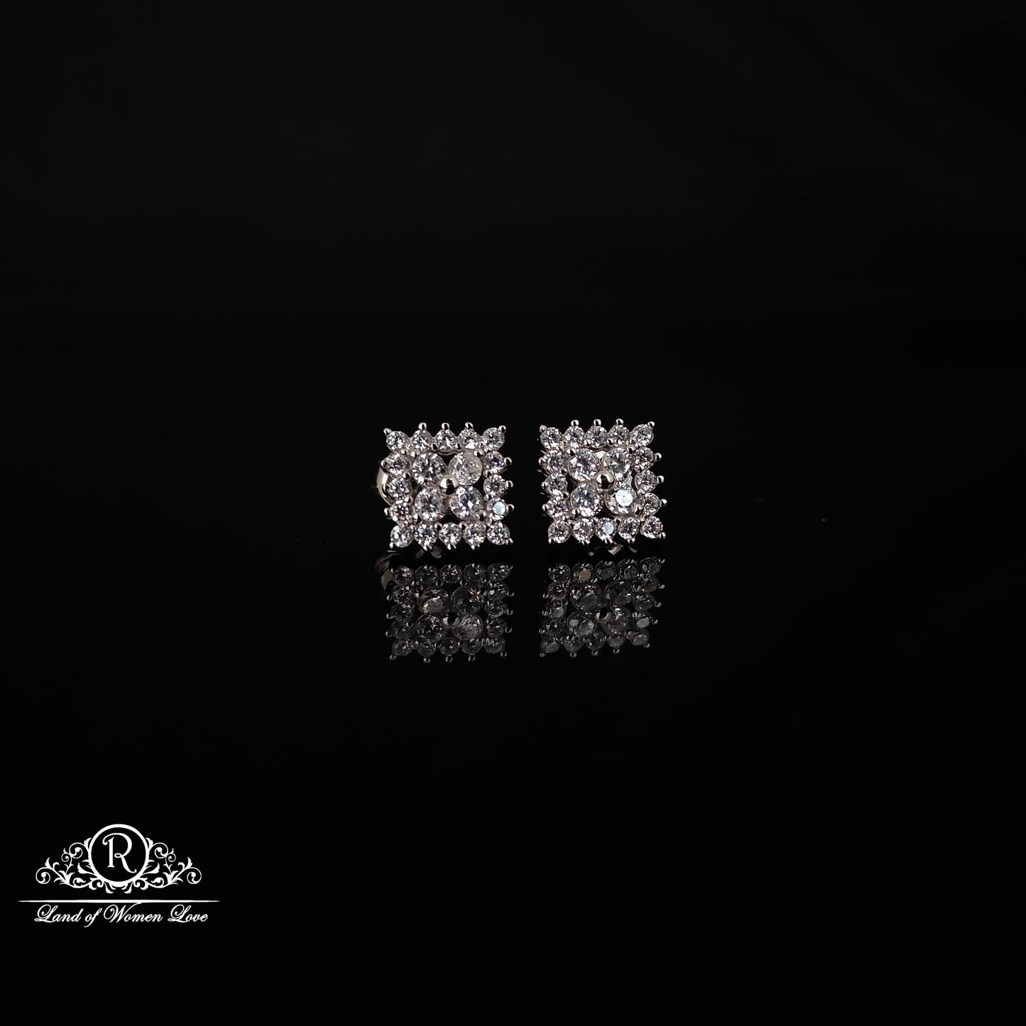 stud silver square cz- stud earrings -rchs39 cz 92.5 silver ramala jewelry / ramala collections