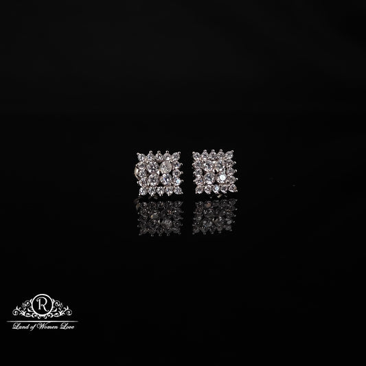 stud silver square cz- stud earrings -rchs39 cz 92.5 silver ramala jewelry / ramala collections
