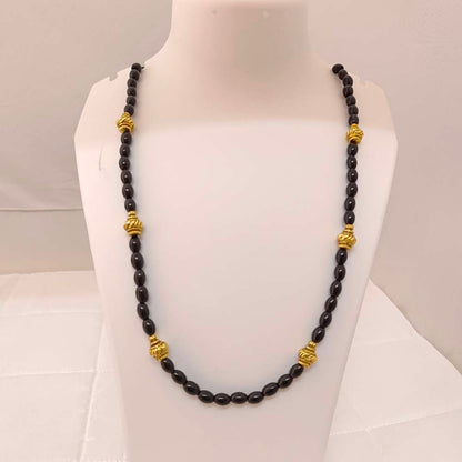 Silver Black Beads With Nakshi Balls Chain-RCH202