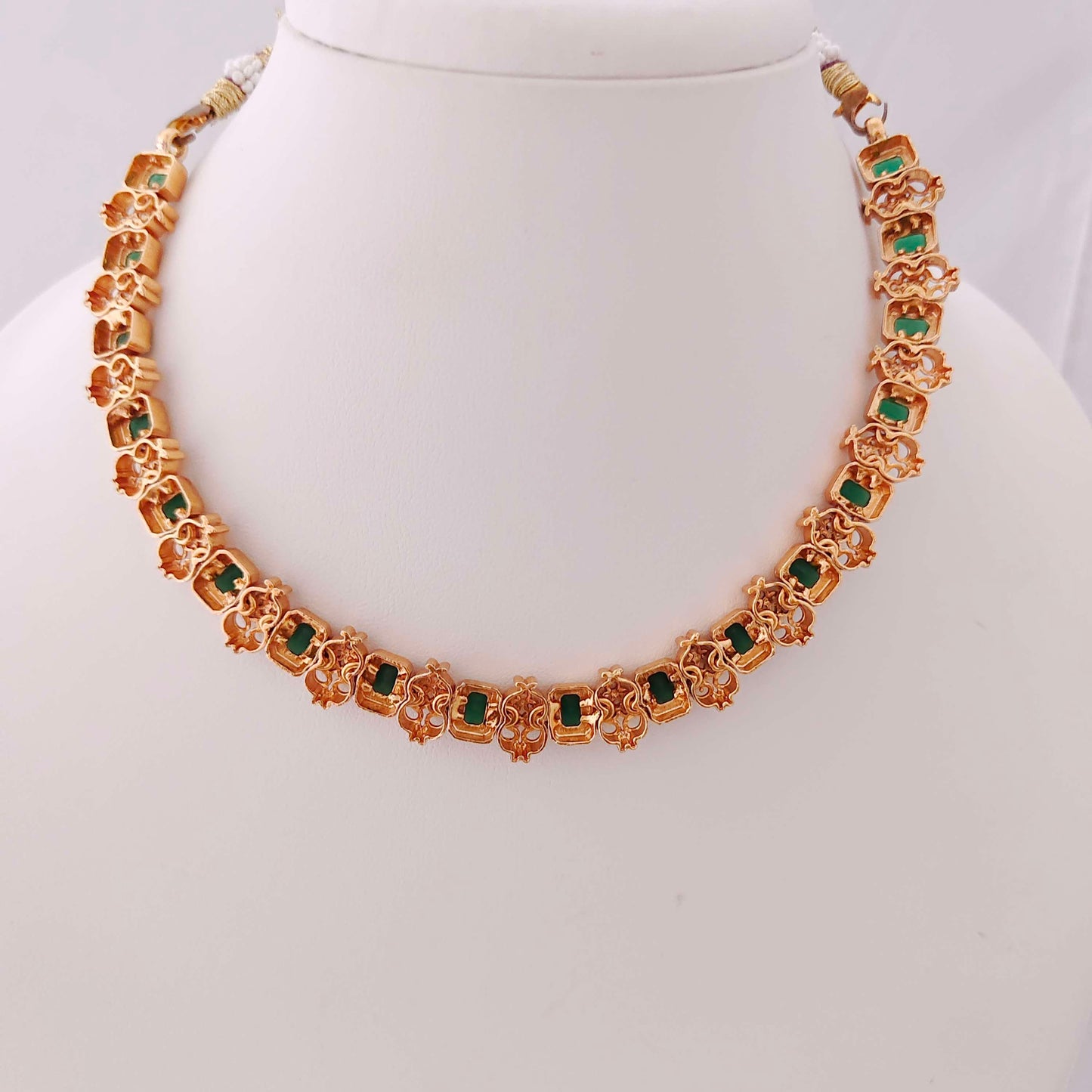 Silver CZ-gold polish necklace designs -RCP065