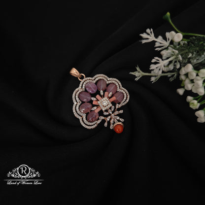 92.5 silver fusion rose gold polish flower design locket-rcm1063 coral 92.5 silver ramala jewelry / ramala collections