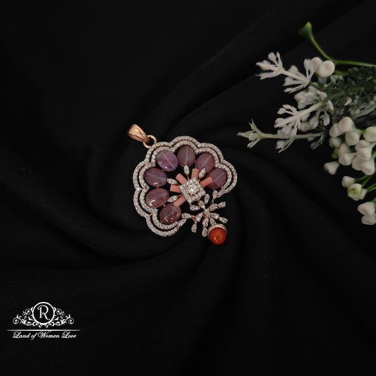 92.5 silver fusion rose gold polish flower design locket-rcm1063 coral 92.5 silver ramala jewelry / ramala collections