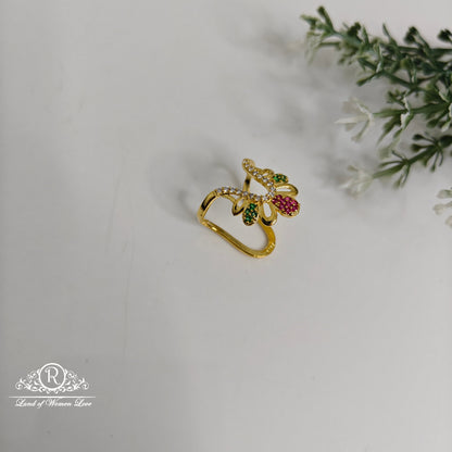 ring 92.5 silver pink, green and white stones vanki ring 92.5 silver ramala jewelry / ramala collections