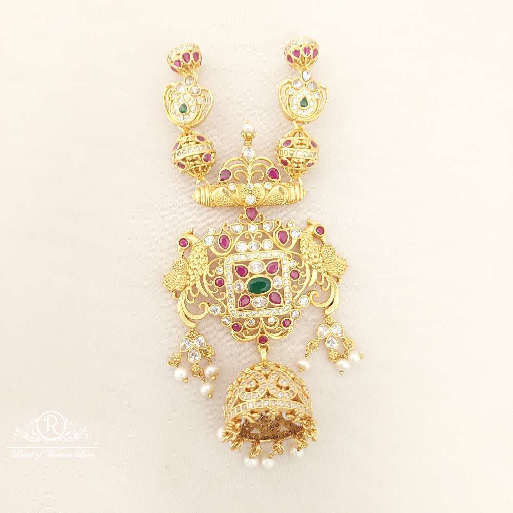 jhumka silver with peacock design hanging jhumka type locket-m148 92.5 silver ramala jewelry / ramala collections