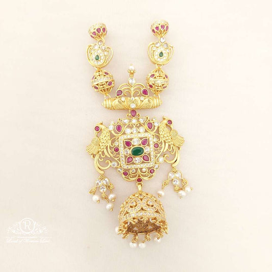 jhumka silver with peacock design hanging jhumka type locket-m148 92.5 silver ramala jewelry / ramala collections