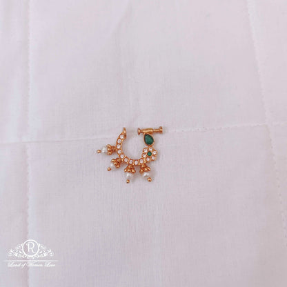 nose pin silver cz-gold polish nose pin design -rcm499 cz 92.5 silver ramala jewelry / ramala collections