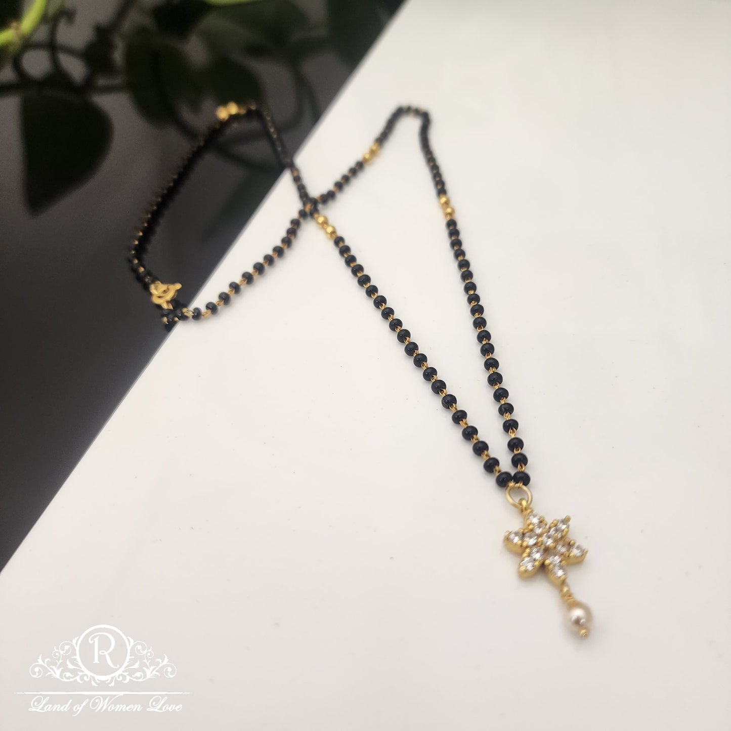 pendant silver black beads chain -rch471 92.5 silver ramala jewelry / ramala collections