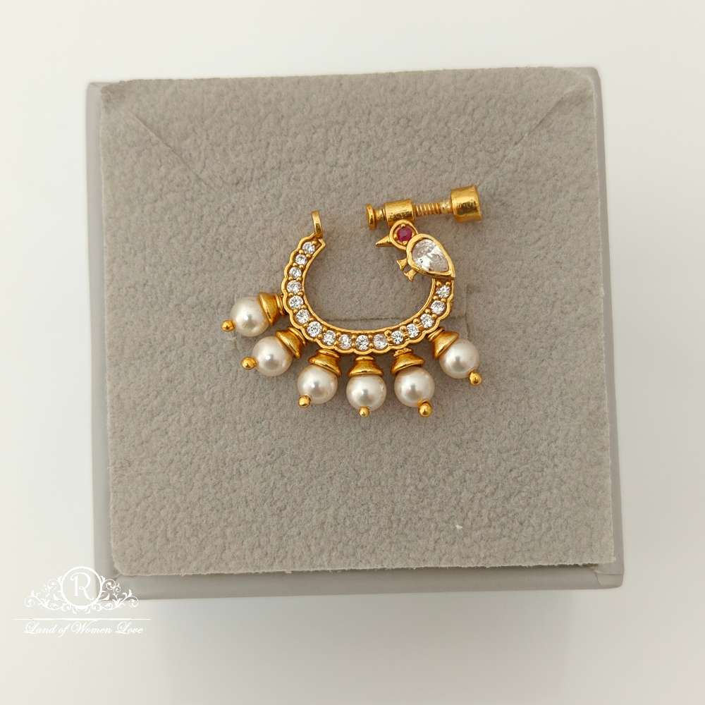 nose pin silver peacock design nose pin-rcjr663 92.5 silver ramala jewelry / ramala collections