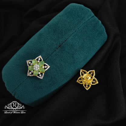 92.5 Silver Amaya Beads flower design Studs-RCDS0150