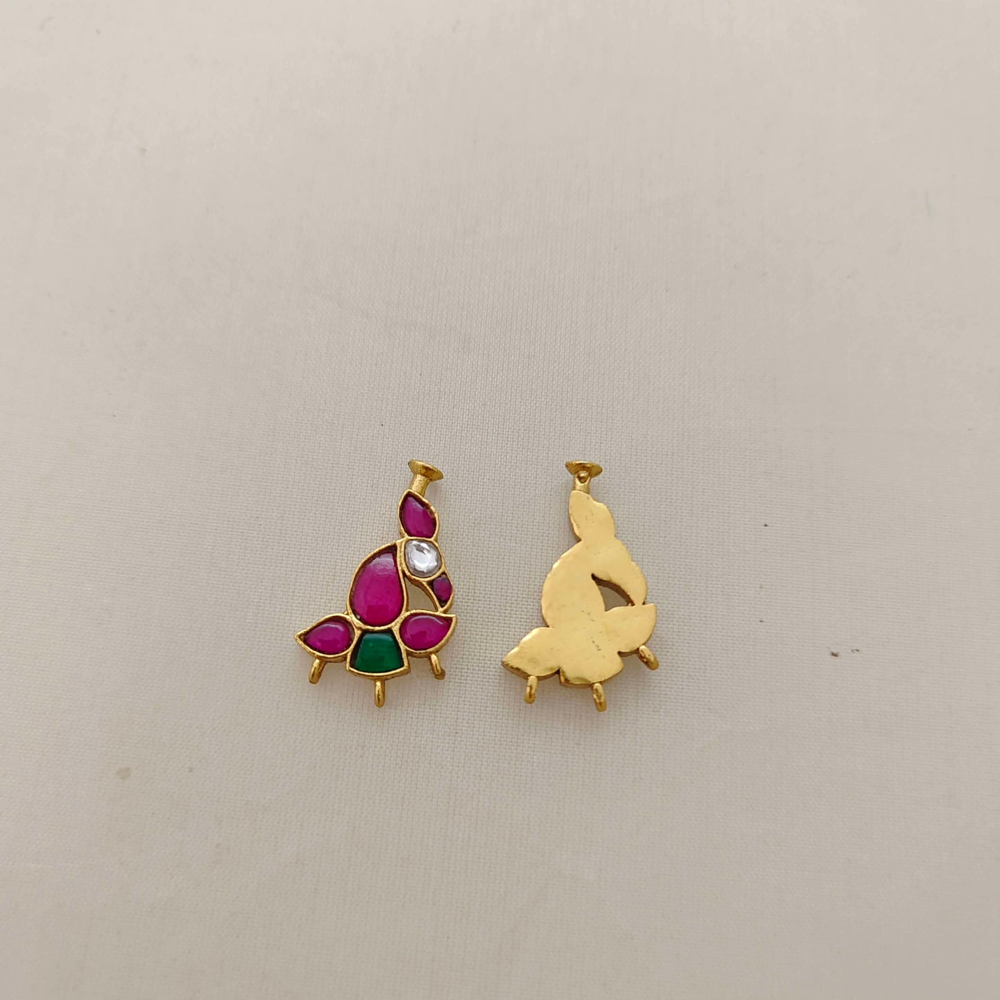 Silver kundan peacock pendant -RCD266