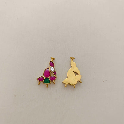 Silver kundan peacock pendant -RCD266