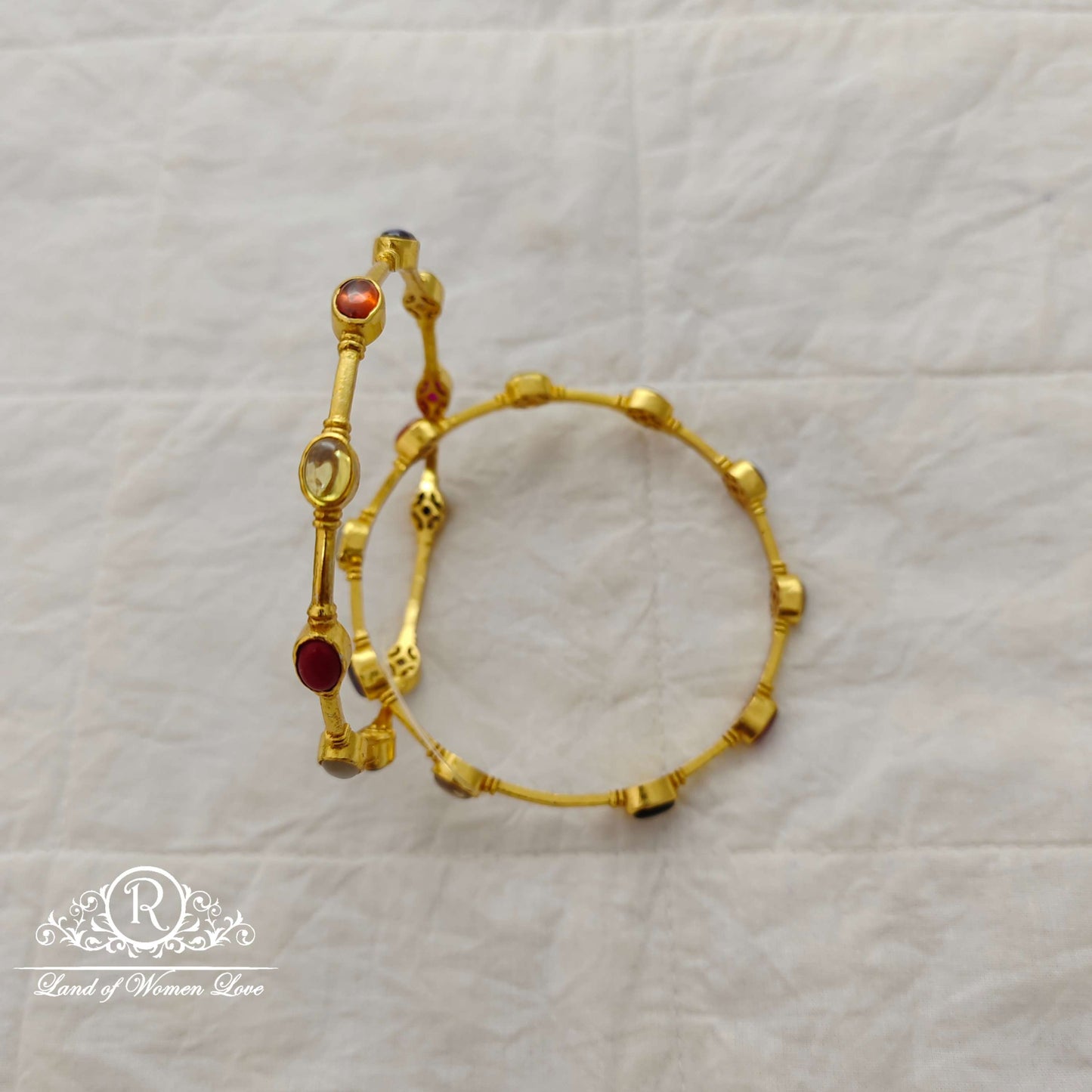 bangle silver base gold polish navaratna bangles -rcjr451 navaratna 92.5 silver ramala jewelry / ramala collections