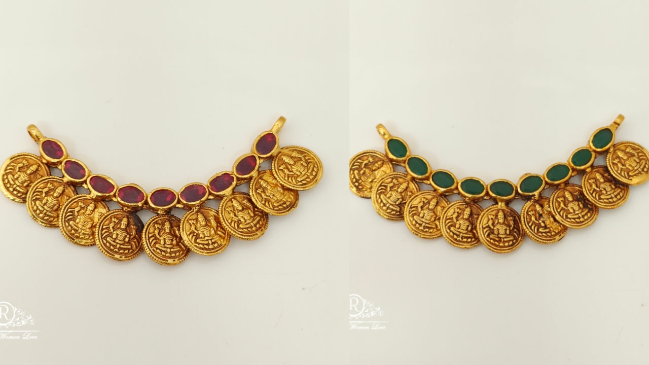 silver double side stones design lakshmi devi kasula mala locket-rc87-55p09 92.5 silver ramala jewelry / ramala collections