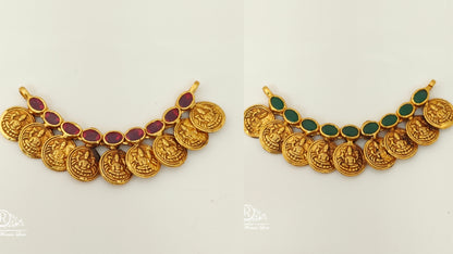 silver double side stones design lakshmi devi kasula mala locket-rc87-55p09 92.5 silver ramala jewelry / ramala collections