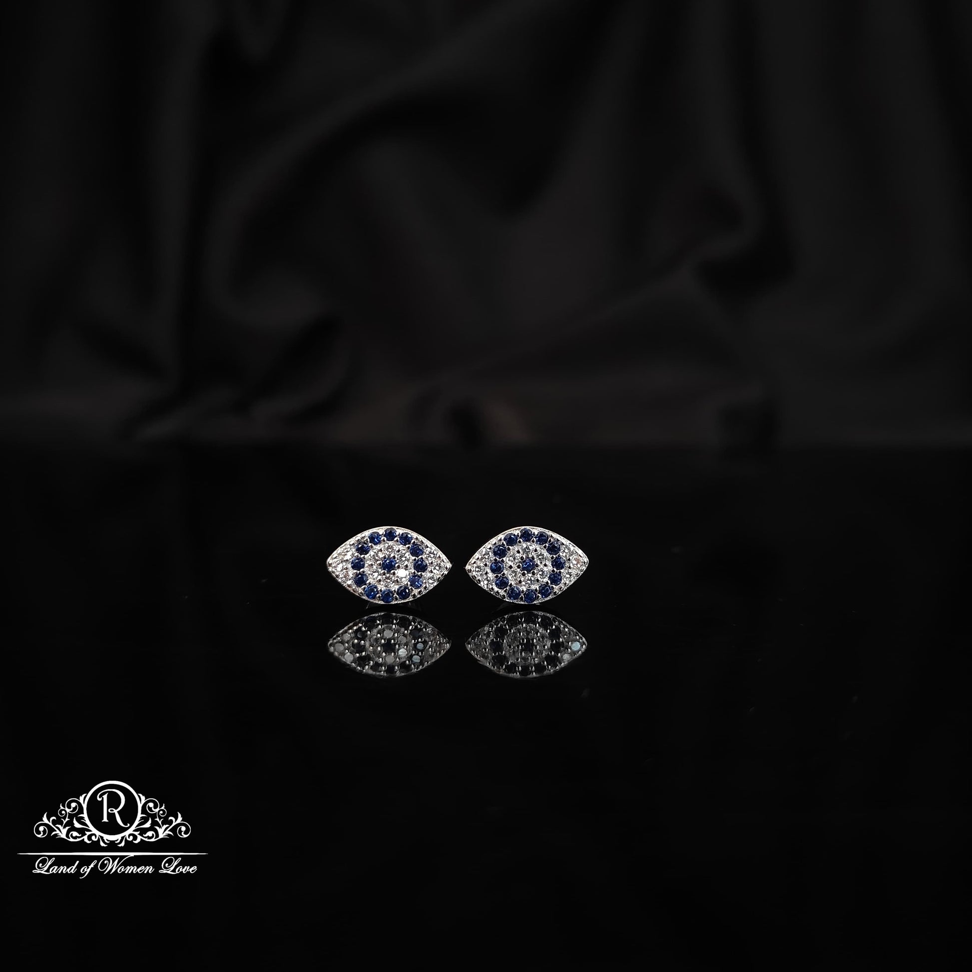 stud silver evil eye ã°å¸â§â¿ earrings-rchs38-2 92.5 silver ramala jewelry / ramala collections