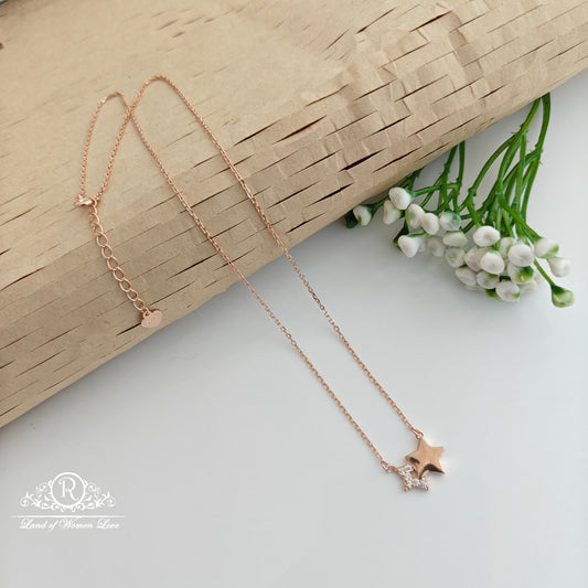 chain silver rose gold chain with start locket -rcrc14-3 92.5 silver ramala jewelry / ramala collections