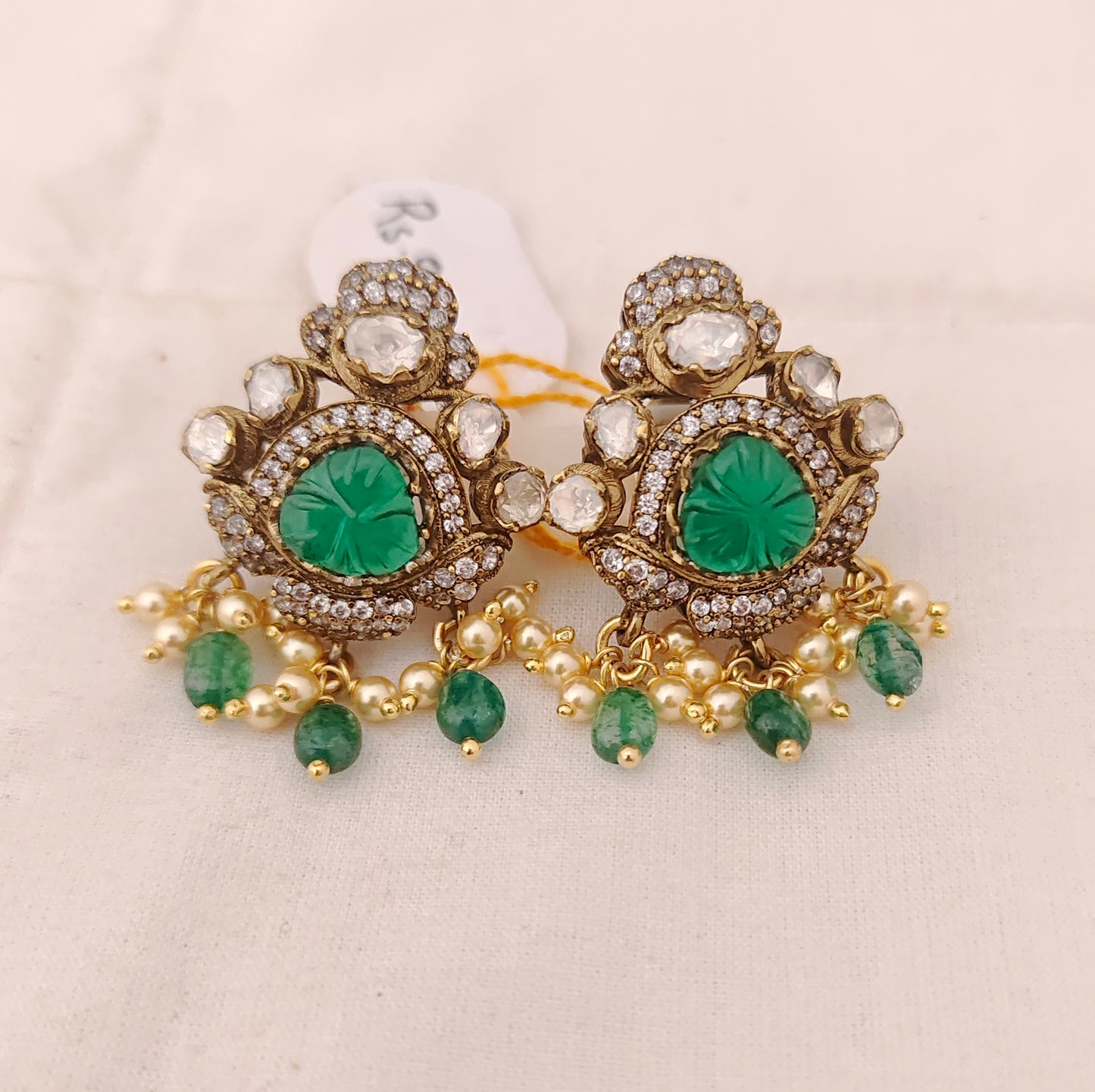 earrings silver cz-gold polish earrings -rcm571 cz 92.5 silver ramala jewelry / ramala collections