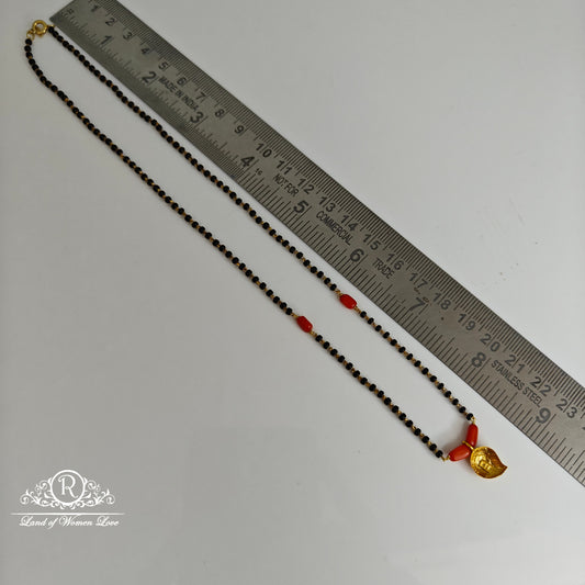 92.5 silver simple and Cute Black Beads with mango locket- RCH799